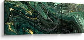 Obraz - Zelený mramor (s hodinami) (90x30 cm)