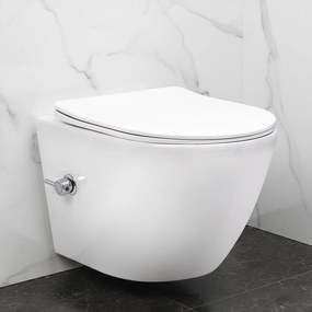 Rea Carlo Lux, závesná WC misa s funkciou bidetu + toaletné sedadlo, biela lesklá, REA-C9701