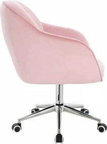 LuxuryForm DESIGN Stolička AVOLA VELUR na striebornej podstave s kolieskami - svetlo ružová