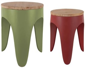 Červené/zelené kovové stoličky v súprave 2 ks Double Funky – Leitmotiv