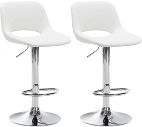 Design-Shop 2x Barová stolička Camden - koženka, chróm rám - Biela