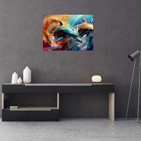 Obraz - Maľba delfínov (70x50 cm)