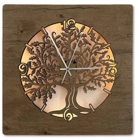 Li-Go 5652/DUB2 - Stmievateľné LED hodiny LED/10W/5V 20000 mAh 42x42 cm dub+ DO