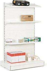 Predajný regál obojstranný, plné steny, 2200 x 1000 x 900 mm, prídavný, biela