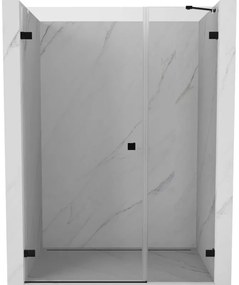 Mexen Lunar-B, Otočné ľavé sprchové dvere 120 cm, číre sklo, čierny profil, 832S-120-050-70-00-L