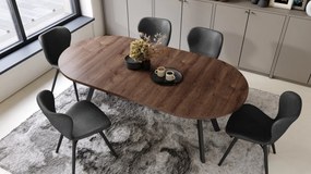 ALDO 100 Dub hnedý/čierne nohy - OKRÚHLY LOFTOVÝ/INDUSTRIÁLNY ROZKLADACÍ STÔL DO OBÝVAČKY/JEDÁLNE