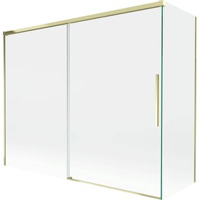 Mexen Rox, 2-krídlová posuvná vaňová zástena 190 + 90 x 150 cm, 8mm číre sklo, zlatý lesklý profil, 8C9-190-090-50-00