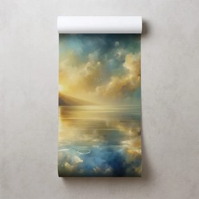 Tapeta zlaté slnko nad modrou hladinou