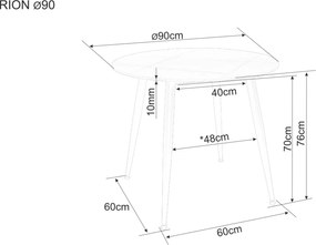 Okrúhly jedálenský stôl Rion 90 cm biely/čierny