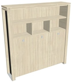 Vysoká šatníková skriňa Verno+ S 200 x 46 x 210 cm, s regálom, agát / čierna
