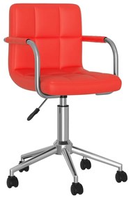 vidaXL Otočná jedálenská stolička červená umelá koža