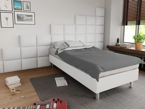Čalúnená jednolôžková posteľ Estelle B, Dostupné poťahy: ekokoža Soft 017 (biela), Rozmer postele: 90x200 cm