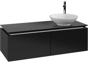 VILLEROY &amp; BOCH Legato závesná skrinka pod umývadlo na dosku (umývadlo vpravo), 2 zásuvky, 1200 x 500 x 380 mm, Black Matt Lacquer, B58100PD