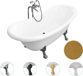 Besco Voľne stojaca vaňa zo sanitárneho kompozitu Amelia Glam Z 190x77 bez prepadu BESCO-Typ výpuste: Click-Clack bez prepadu, chróm, BESCO-Nôžky: Ch…