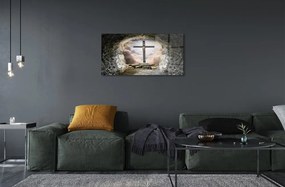 Sklenený obraz Cave ľahký cross Jesus 140x70 cm
