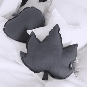 Ľanový vankúš javorový list grafitová 43x43 cm