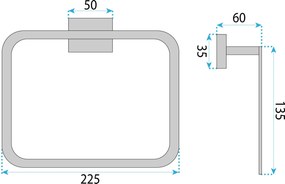 Rea Oste, prsteňový kúpeľňový vešiak na uterák, chrómová, REA-88070