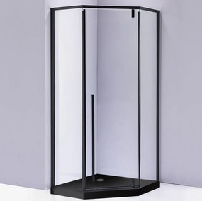 BPS-koupelny Päťuholníkový sprchovací kút BS07A 80x80 čierny/transparent + vanička SXL07A BL čierna