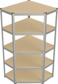 SONGMICS kovová rohová polica, 5 úrovní, nosnosť 875 kg, 180 x 90 x 90 cm