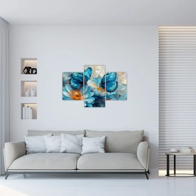 Obraz - Modrí motýle (90x60 cm)