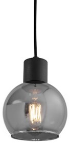 Art Deco závesná lampa čierna s dymovým sklom - Vidro