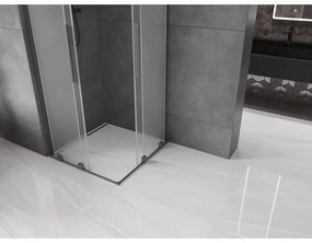 Mexen Velar L Duo, sprchový kút s posuvnými dverami 100 x 100 cm, 8mm sklo námraza, brúsený grafit, 871-100-100-02-33-95