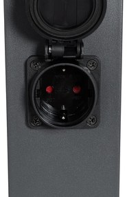 Vonkajšia lampa tmavo sivá 80 cm so zásuvkou IP44 - Malios