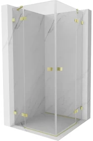 Mexen Lunar Duo, výklopný sprchový kút 70 x 70 cm, 8mm číre sklo, zlatý matný profil, 834-070L-070P-55-00