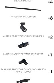 Zuma Line 3584 - Bodové svietidlo do lištového systému TORE 8xGU10/35W/230V čierne