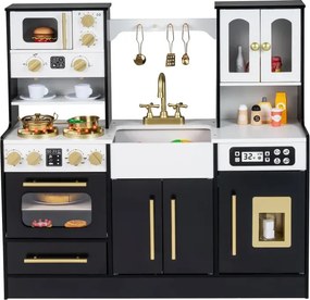 Detská kuchynka z dreva so sporákom a drezom Detská kuchynka s osvetlením a zvukovými efektmi Detská kuchynka vrátane príslušenstva čierna