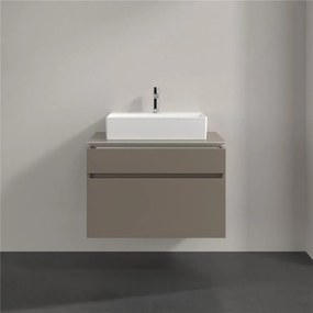 VILLEROY &amp; BOCH Legato závesná skrinka pod umývadlo na dosku (umývadlo v strede), 2 zásuvky, 800 x 500 x 550 mm, Truffle Grey, B60200VG