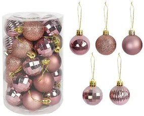 Vianočné gule SYSD1688-026 ružové (34 ks)