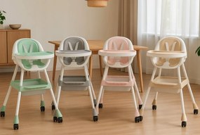 Praktická detská stolička na kŕmenie 3v1 ružová