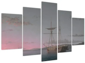 Obraz - Fitz Henry Lane, Lumber Schooners at Evening on Penobscot Bay, reprodukcia (150x105 cm)