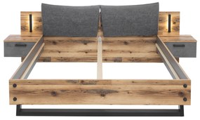 Sconto Posteľ s nočnými stolíkmi DENTON dub lodge/antracitová, 180x200 cm