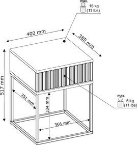 Nočný stolík s 1 zásuvkou Marle, biely