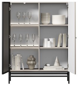 Vitrína Lorini 100 cm na stojane - kašmírová / čierna úchytka G