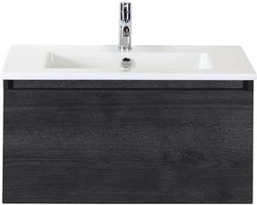 Kúpeľňový nábytkový set Sanox Frozen farba čela black oak ŠxVxH 81 x 42 x 46 cm s keramickým umývadlom
