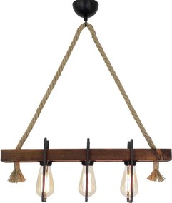 Drevené stropné závesné svietidlo Demir, 3 žiarovky