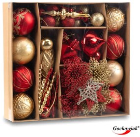 Sada vianočných závesných dekorácií MARIEN zlatá / červená (70 ks)