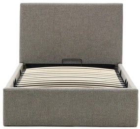 Sivá čalúnená jednolôžková posteľ s úložným priestorom s roštom 90x200 cm Nahiri – Kave Home
