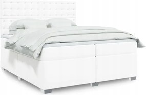 vidaXL Boxspring posteľ s matracom biela 200x200 cm umelá koža