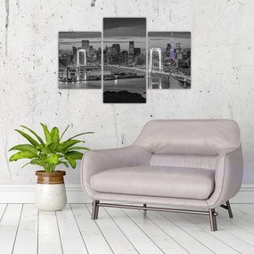 Obraz - Veľkomesto s fialovou vežou (90x60 cm)