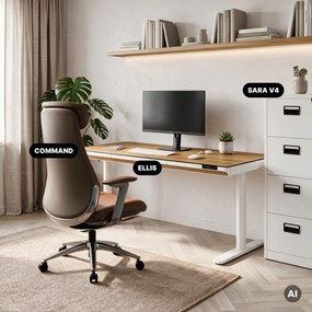 Elektrický písací stôl sit-stand so zásuvkou a bezdrôtovou nabíjačkou Qi biely/zlatý dub, 1600 mm: ELLIS