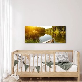 Obraz - Jazero pri lese (120x50 cm)