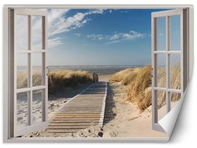 Fototapeta, Okno s výhledem na sestup k pláži - 210x150 cm