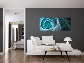 Obraz - Abstraktné ruže modrá s čiernym pozadím (120x50 cm)