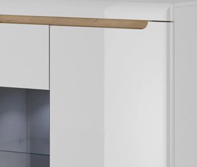 Nízka vitrína Nordi, dub riviéra/biela lesk