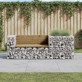 Záhradná lavička s gabiónovým košom impregn. borovicové drevo 3196244