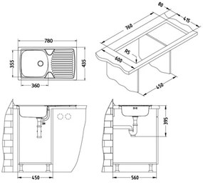 ALVEUS - Kuchynský drez BASIC 78x43,5 cm + drezová batéria VIOLA 36,7 cm nerezová
